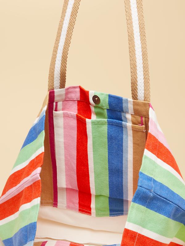 Joules Women's Promenade Canvas Tote Bag - Multi Stripe Image 8