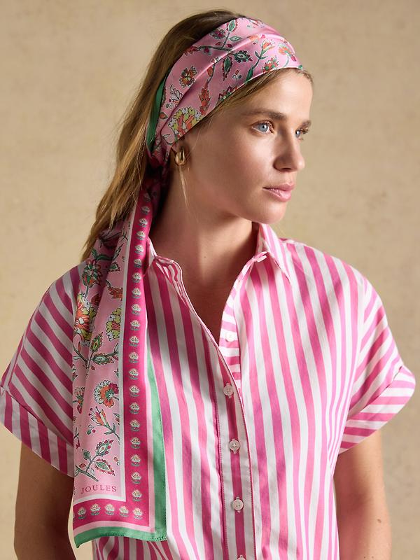 Joules Women's Windsor Silk Scarf - Pink Image 2