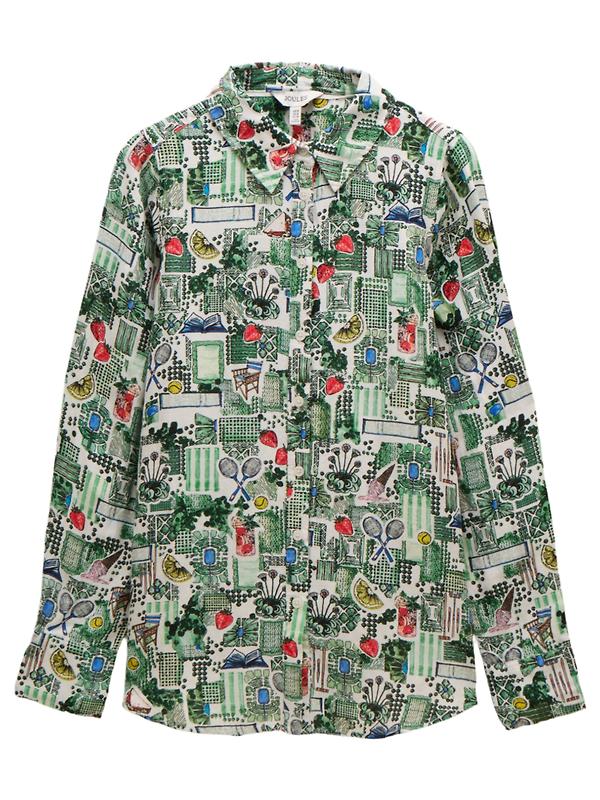 Joules Women's Maeva Linen Shirt - Green Product Image