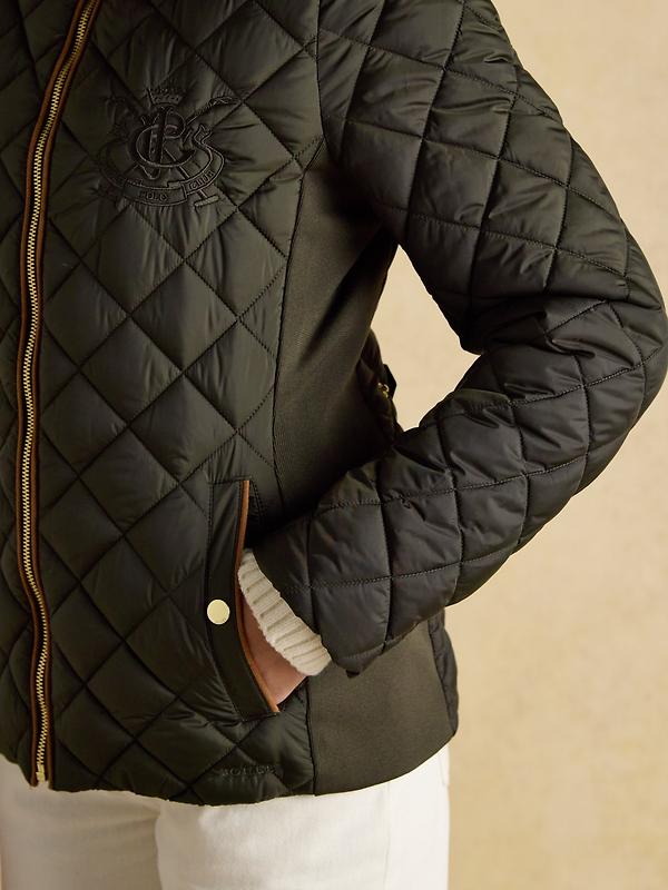 Joules Women's Braemar Luxe Showerproof Diamond Quilted Coat - Khaki Green Image 5