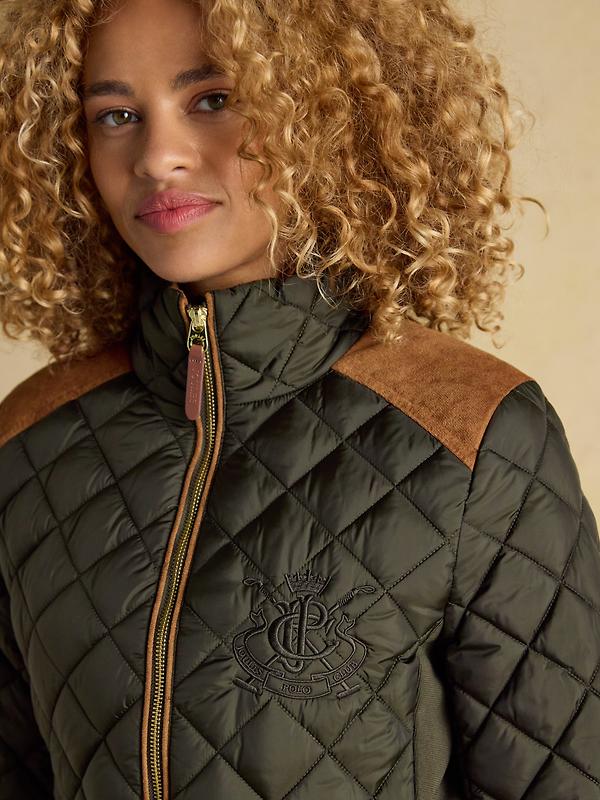 Joules Women's Braemar Luxe Showerproof Diamond Quilted Coat - Khaki Green Image 6
