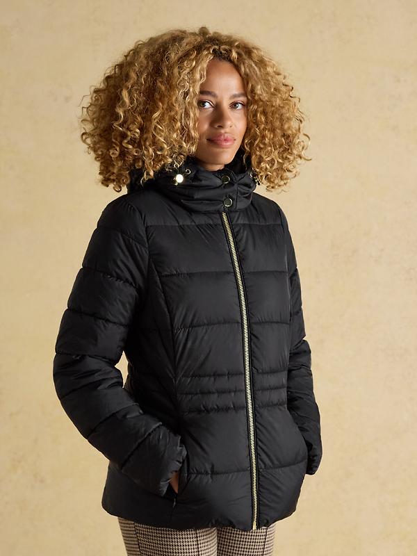 Joules Women's Hadlow Short Showerproof Padded Coat - Black Image 2