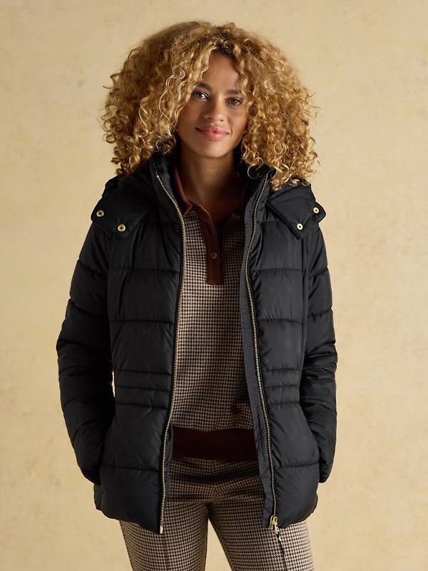 Joules Women's Hadlow Short Showerproof Padded Coat - Black Image 4