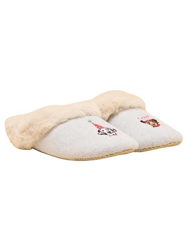 Joules Women's Slippet Luxe Embroidered Slippers - Grey Party Dogs Image 1