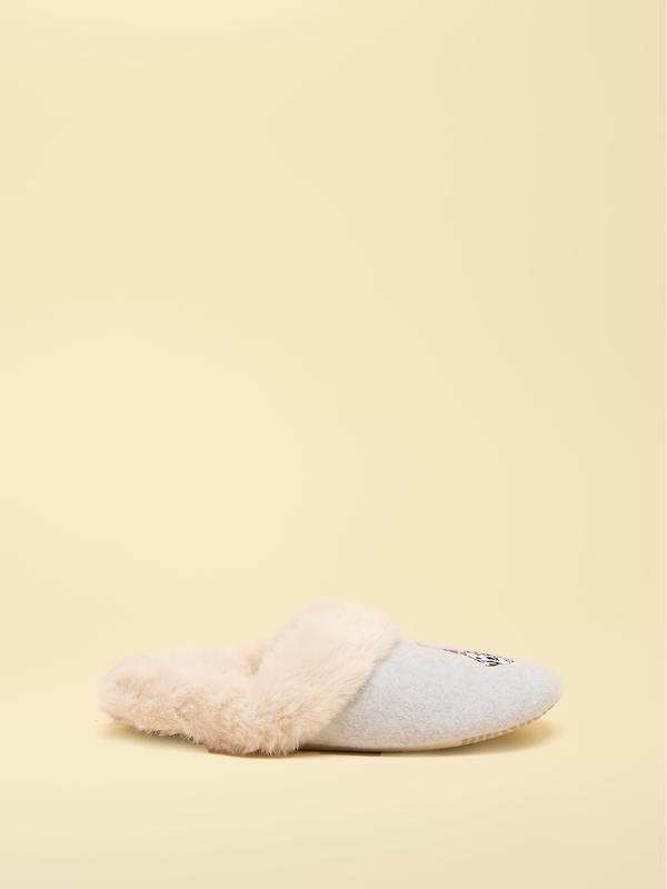 Joules Women's Slippet Luxe Embroidered Slippers - Grey Party Dogs Image 4