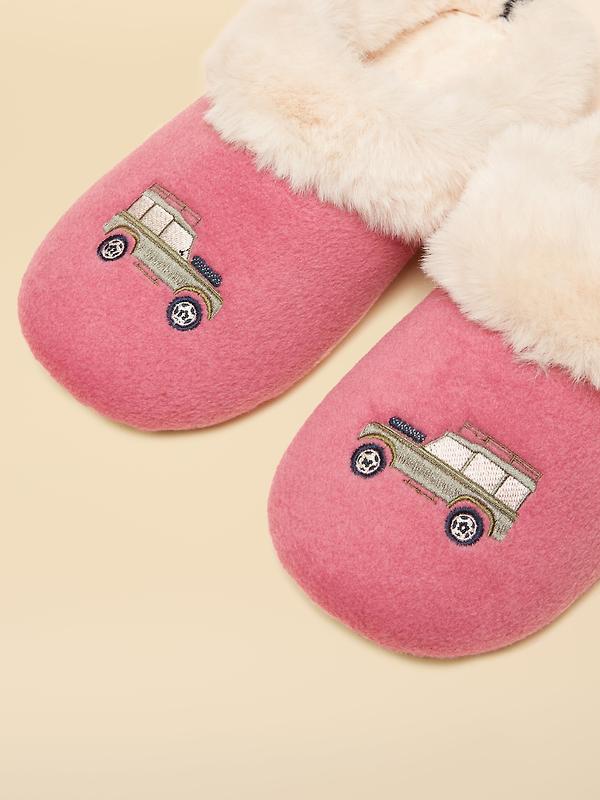 Joules Women's Slippet Luxe Embroidered Slippers - Pink/Cream 4x4 Image 5