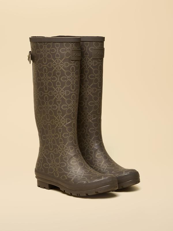 Joules Women's Adjustable Tall Printed Wellies - Brown Image 2