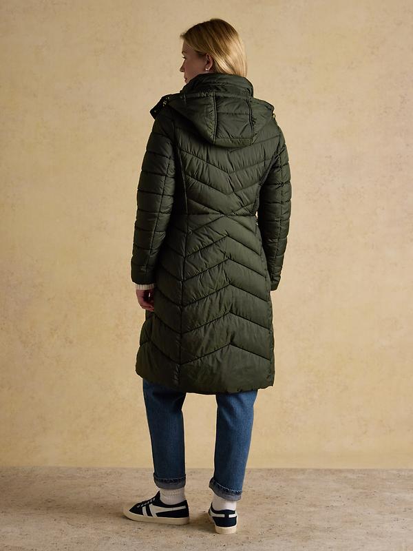 Joules Women's Pembury Showerproof Longline Hooded Coat - Khaki Green Image 3