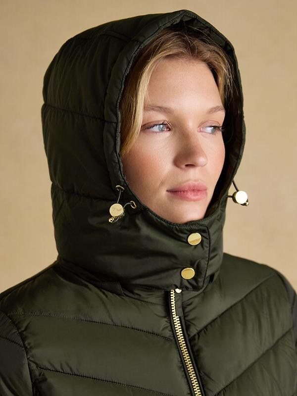 Joules Women's Pembury Showerproof Longline Hooded Coat - Khaki Green Image 4