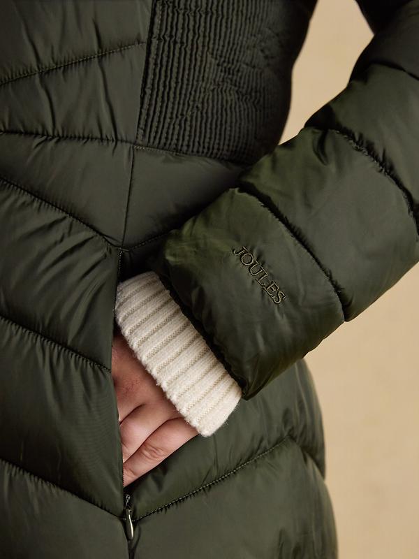 Joules Women's Pembury Showerproof Longline Hooded Coat - Khaki Green Image 5