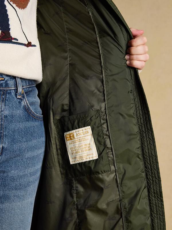 Joules Women's Pembury Showerproof Longline Hooded Coat - Khaki Green Image 10