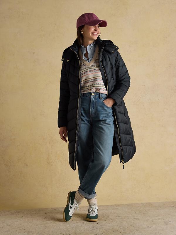 Joules Women's Pembury Showerproof Longline Hooded Coat - Navy Image 4