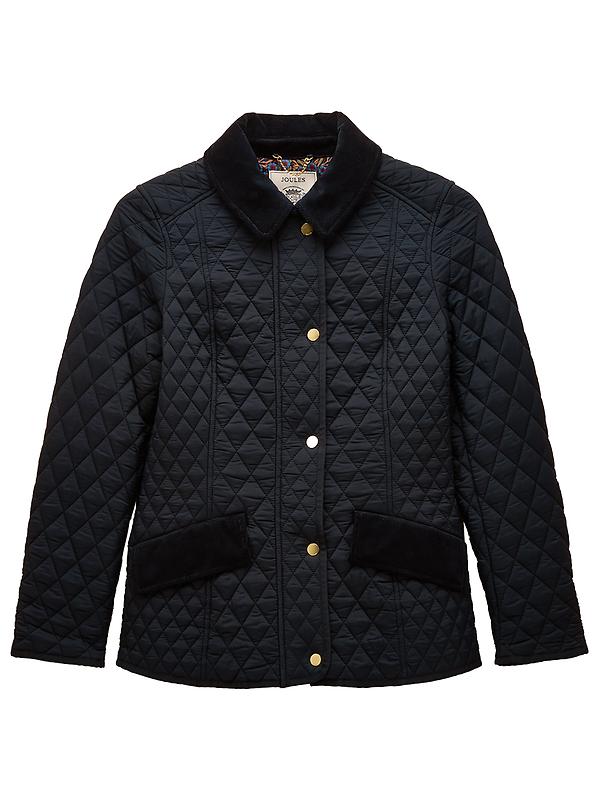 Joules Women's Highclere Showerproof Diamond Quilted Jacket - Navy Image 1