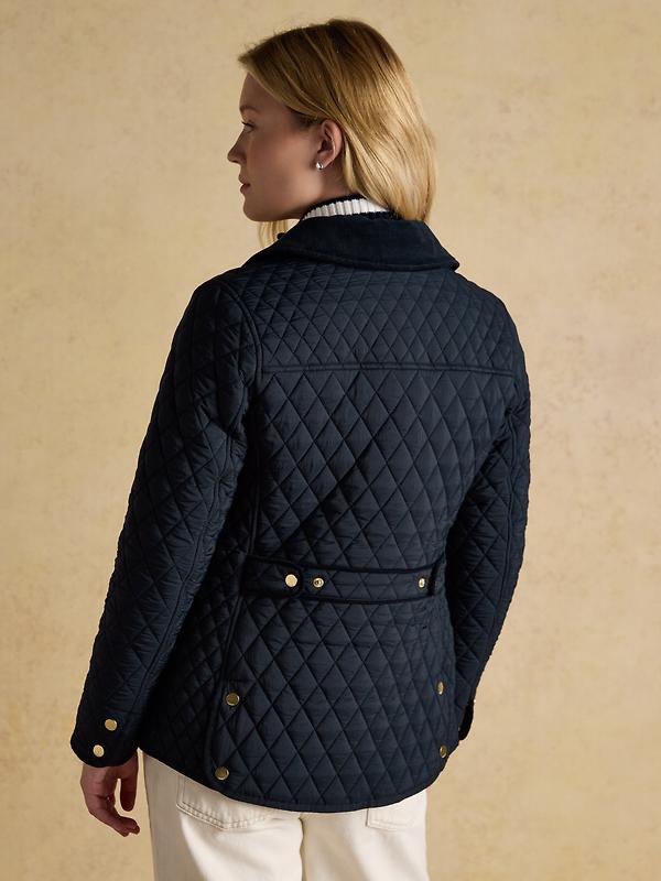 Joules Women's Highclere Showerproof Diamond Quilted Jacket - Navy Image 3