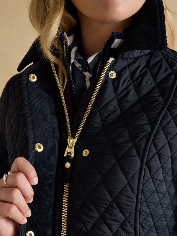 Joules Women's Highclere Showerproof Diamond Quilted Jacket - Navy Image 9