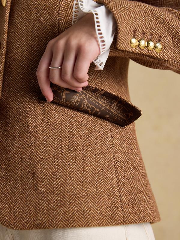Joules Women's Canterly Formal Tweed Suit Blazer - Brown Herringbone Image 10