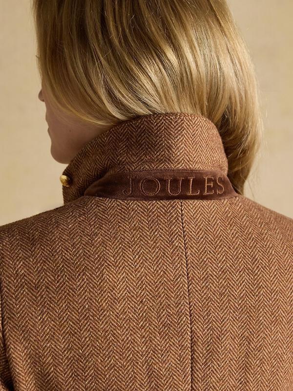 Joules Women's Canterly Formal Tweed Suit Blazer - Brown Herringbone Image 14