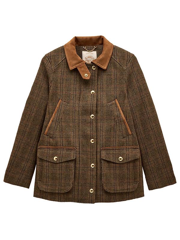 Joules Women's Contemporary Fieldcoat Tweed Jacket - Brown Check Image 1