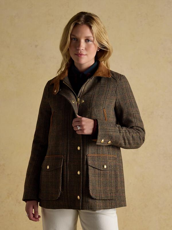 Joules Women's Contemporary Fieldcoat Tweed Jacket - Brown Check Image 2