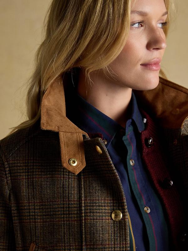 Joules Women's Contemporary Fieldcoat Tweed Jacket - Brown Check Image 7