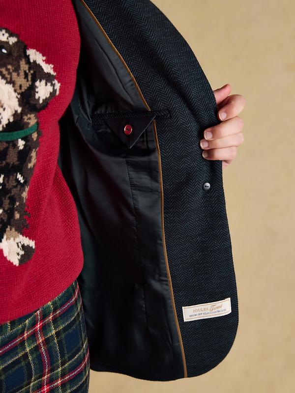 Joules Women's Albury Herringbone Jersey Tweed Blazer - Navy Image 8