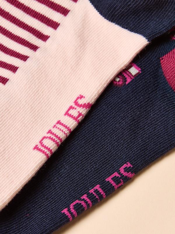 Joules Women's Everyday Socks 2 Pack UK 4-8 - Navy/Pink Image 3