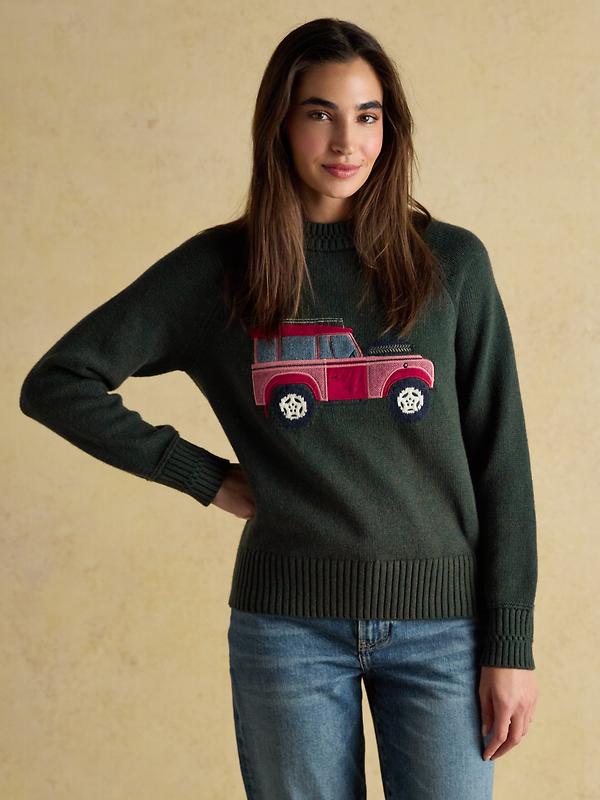 Joules Women's Rutland 4x4 Knitted Intarsia Jumper - Green Image 2