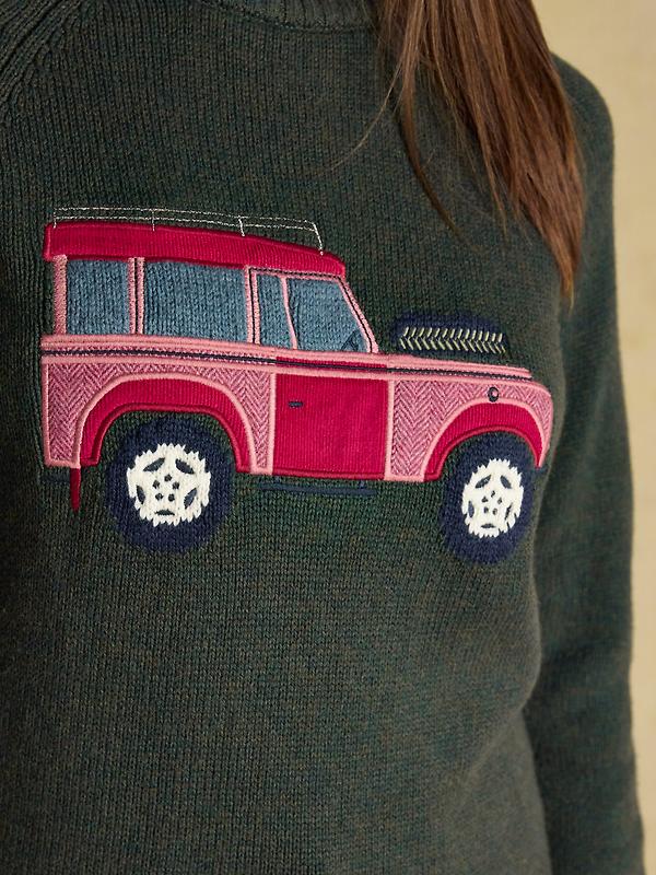 Joules Women's Rutland 4x4 Knitted Intarsia Jumper - Green Image 5