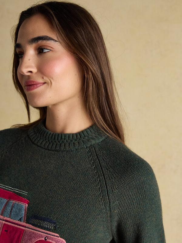 Joules Women's Rutland 4x4 Knitted Intarsia Jumper - Green Image 7