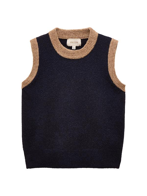 Joules Women's Holly Knitted Vest - Navy & Camel Image 1