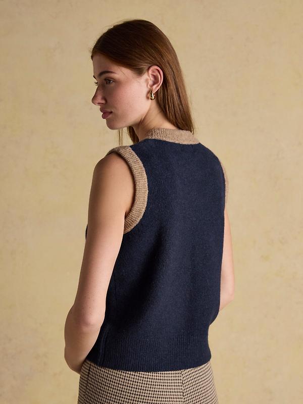 Joules Women's Holly Knitted Vest - Navy & Camel Image 3