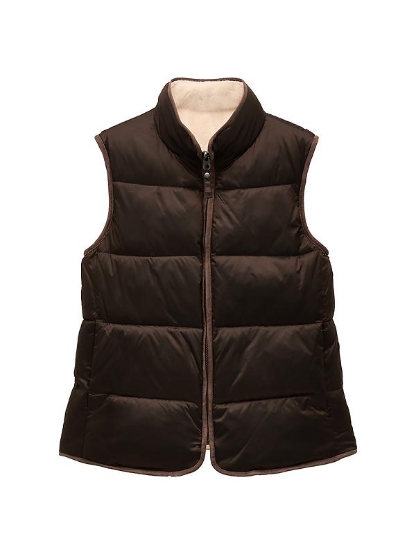 Joules Women's Reversible Faux Fur Padded Gilet - Brown/Cream Image 1