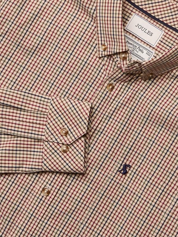 Joules Men's Classic Fit Cotton Poplin Check Shirt - Brown Image 10