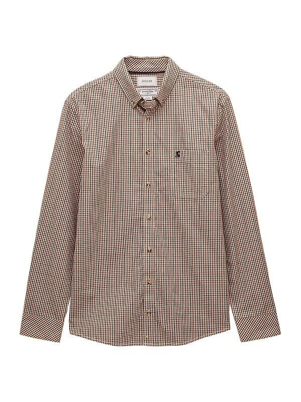 Joules Men's Classic Fit Cotton Poplin Check Shirt - Brown Image 1