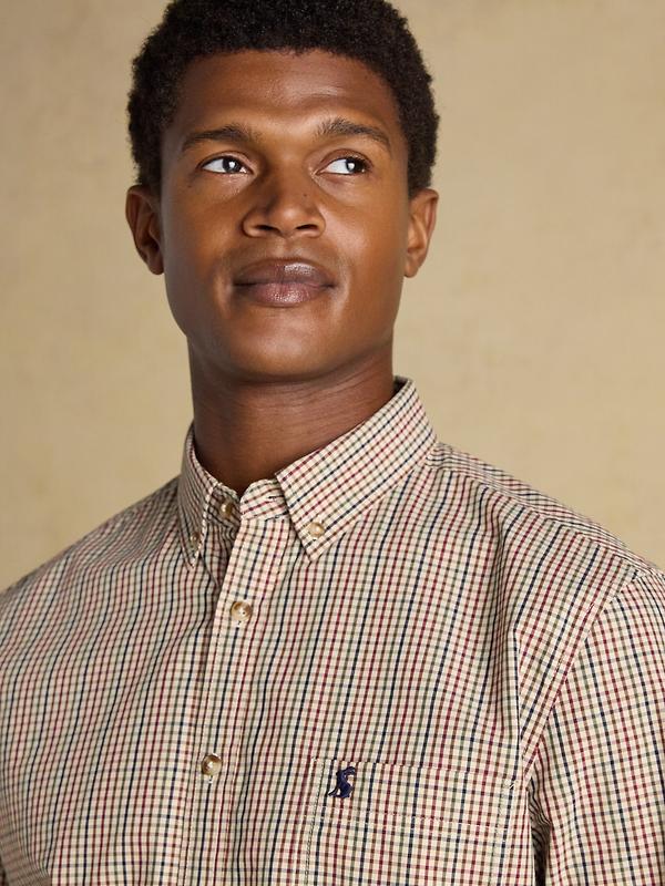 Joules Men's Classic Fit Cotton Poplin Check Shirt - Brown Image 5