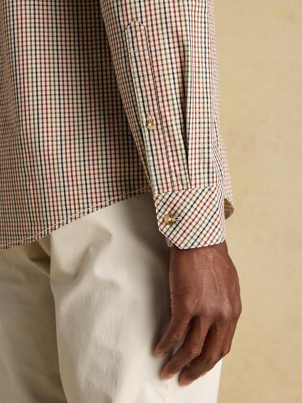 Joules Men's Classic Fit Cotton Poplin Check Shirt - Brown Image 8