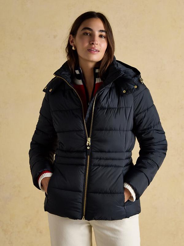 Joules Women's Hadlow Short Showerproof Padded Coat - Navy Image 2