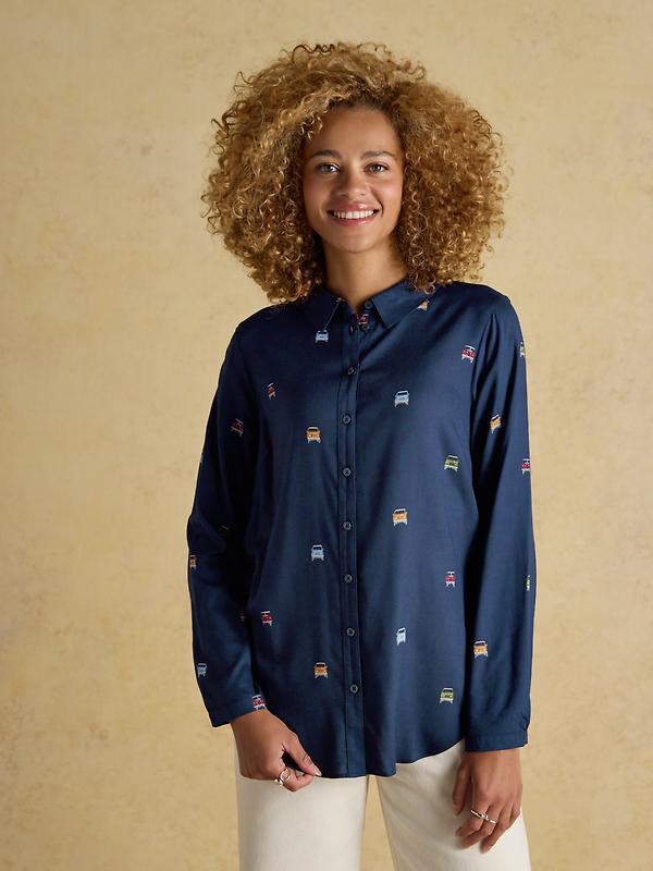 Joules Women's Elvina 4x4 Print Shirt - Navy Image 2