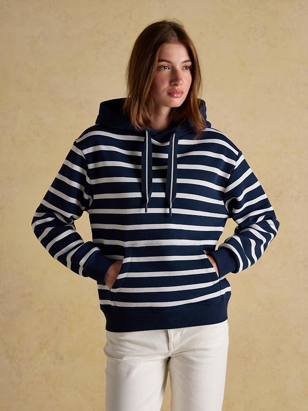 Joules Women's Milbourne Cotton Blend Hoodie - Navy & Cream Striped Image 2
