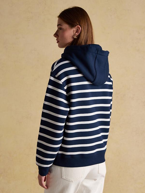 Joules Women's Milbourne Cotton Blend Hoodie - Navy & Cream Striped Image 3