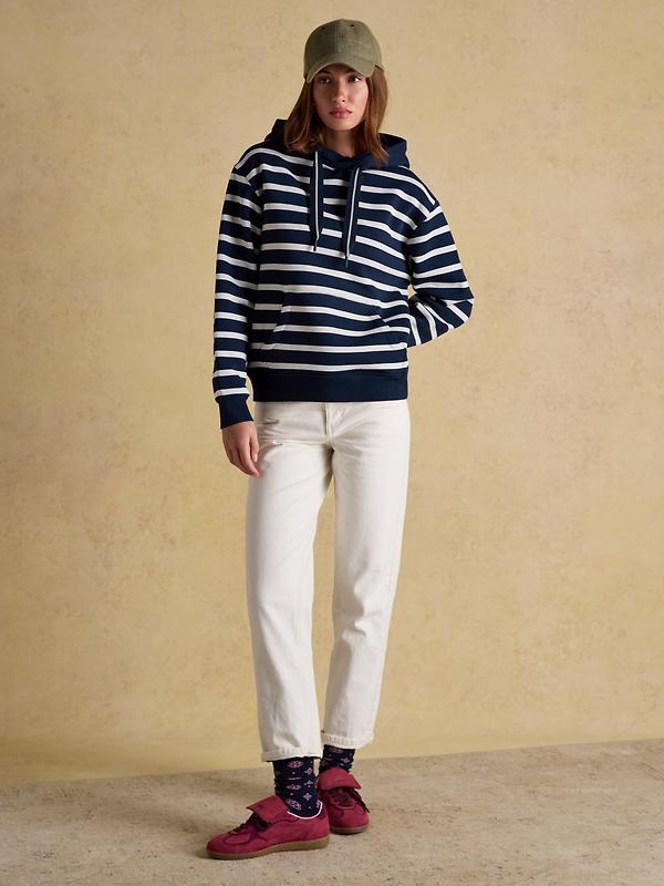 Joules Women's Milbourne Cotton Blend Hoodie - Navy & Cream Striped Image 7