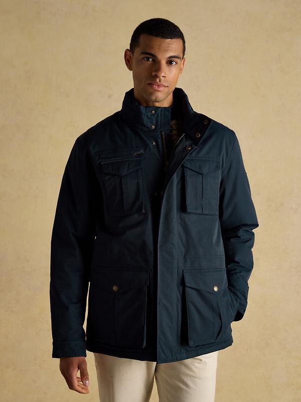 Joules Men's Beckett Waterproof Field Coat With Packable Hood - Navy Image 2