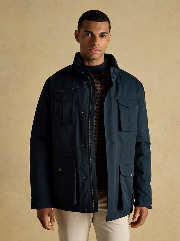 Joules Men's Beckett Waterproof Field Coat With Packable Hood - Navy Image 5