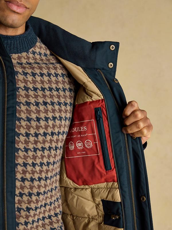 Joules Men's Beckett Waterproof Field Coat With Packable Hood - Navy Image 6