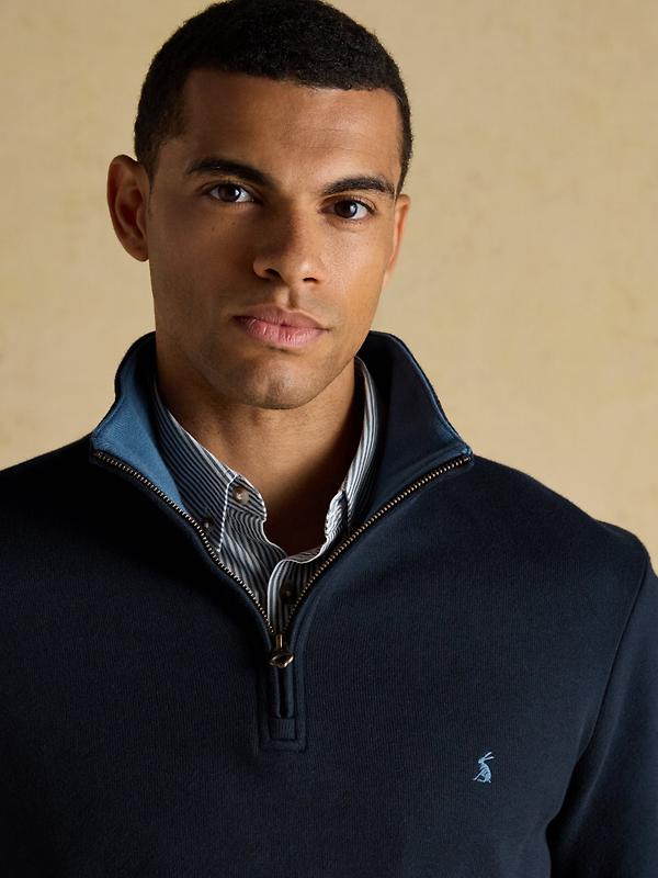 Joules Men's Alistair French Ribbed Knit Quarter Zip Sweatshirt - Navy Image 4