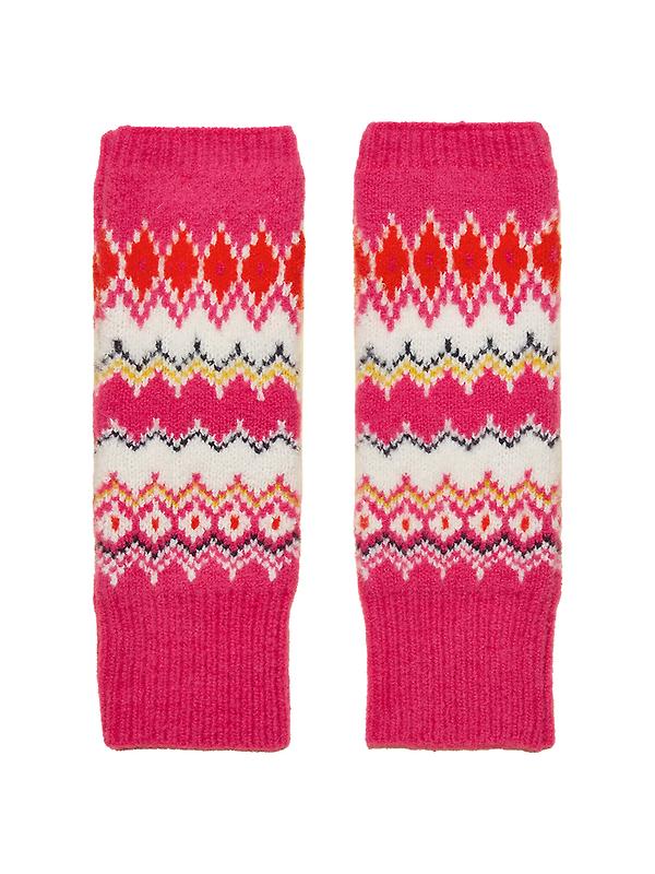 Joules Women's Kara Fairisle Fingerless Gloves - Pink Image 1