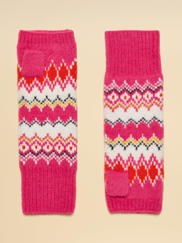 Joules Women's Kara Fairisle Fingerless Gloves - Pink Image 2