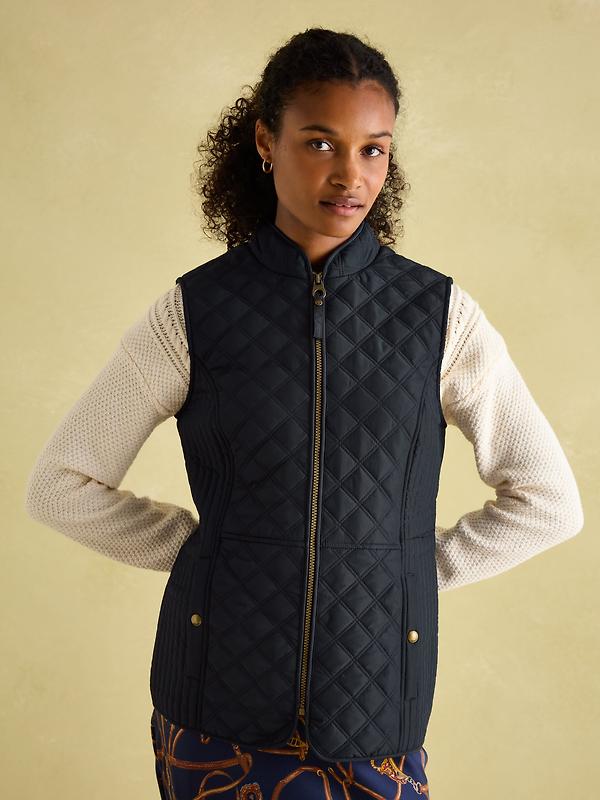 Product image of Joules Women's Minx Showerproof Diamond Quilted Gilet - Navy Blue
