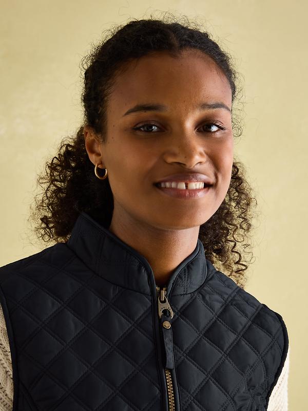 Joules Women's Minx Showerproof Diamond Quilted Gilet - Navy Blue Image 6