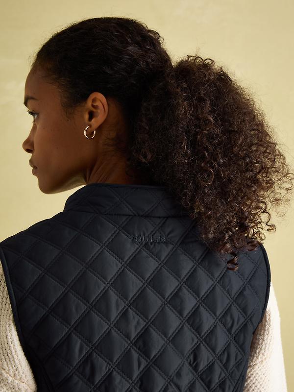 Joules Women's Minx Showerproof Diamond Quilted Gilet - Navy Blue Image 8